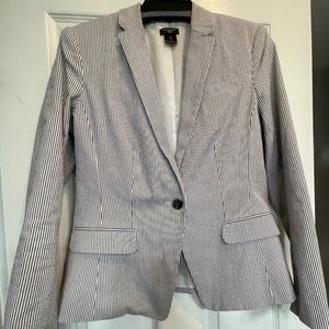 Ann Taylor Seersucker Jacket, dark grey and white.